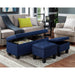 Ethan 3Pk Storage Bench with 2 Ottoman in Heirloom Blue (ISTA3A) - Eclectic 79 Furniture Store