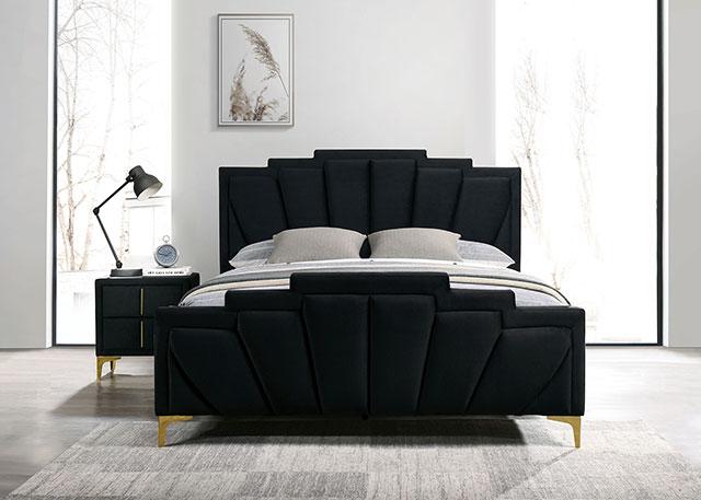FLORIZEL Cal.King, E.King & Queen Bed, Black & Red
