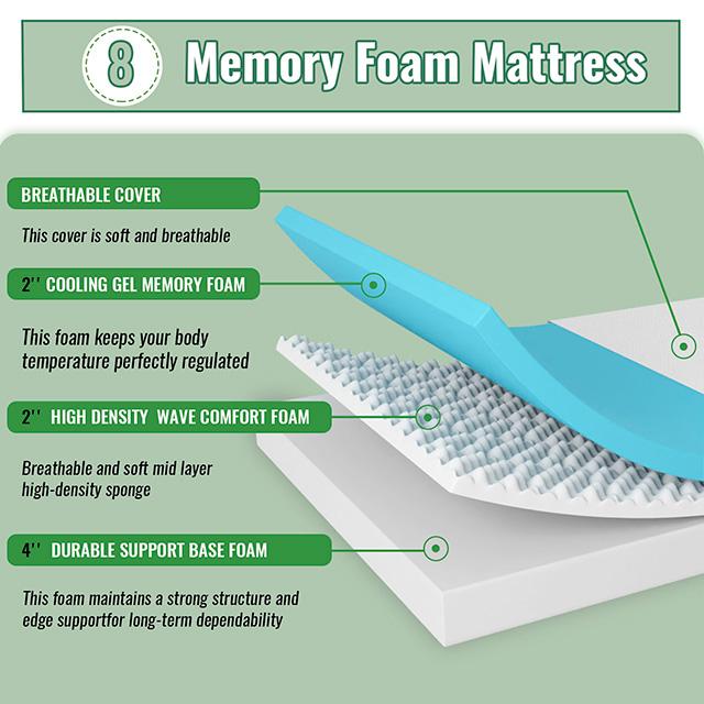 Coreopsis 8" Queen Memory Foam Wave Comfort