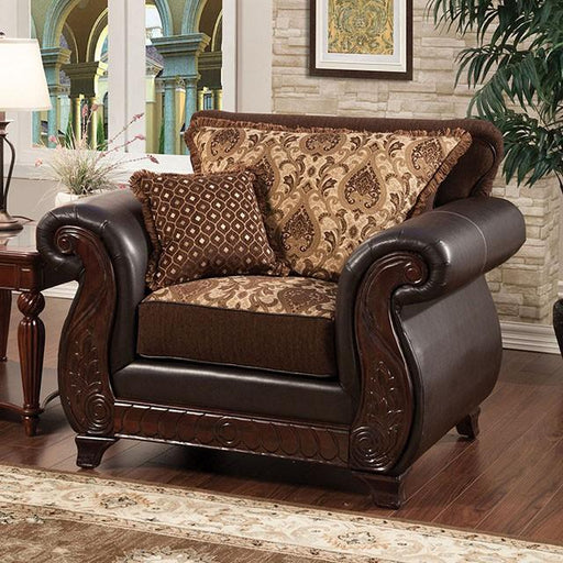 Franklin Dark Brown/Tan Chair With Pu In Brown image