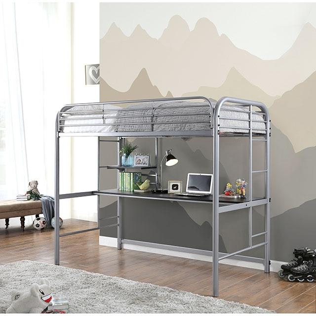Opal Iii Black & Silver Twin Loft Bed - Eclectic 79 Furniture Store