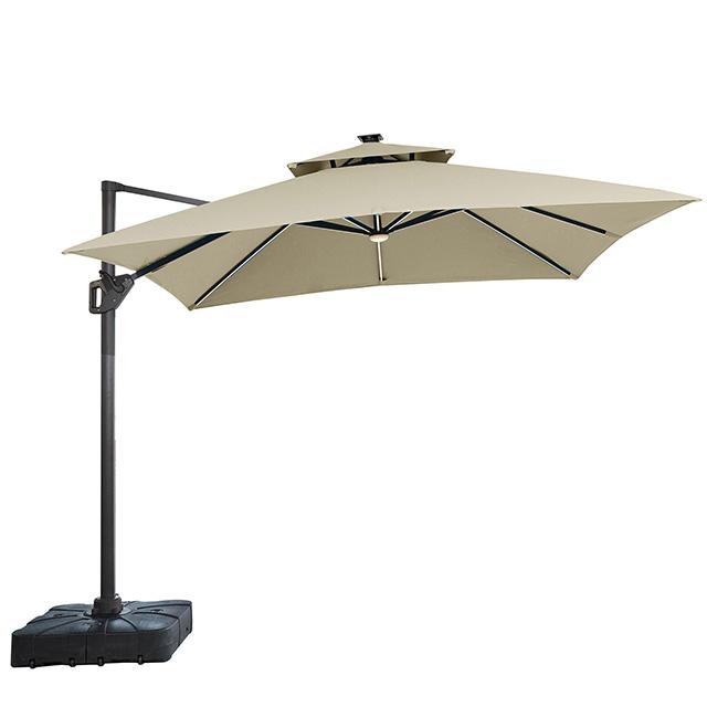 Sano 10 Ft Square Umbrella w/ Double Top w/ LED Light + 37" Large Base