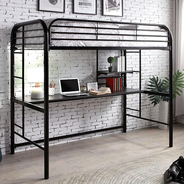 Opal Iii Black & Silver Twin Loft Bed - Eclectic 79 Furniture Store