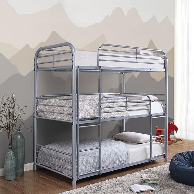 Opal Ii Silver Twin Triple Decker Bed - Eclectic 79 Furniture Store
