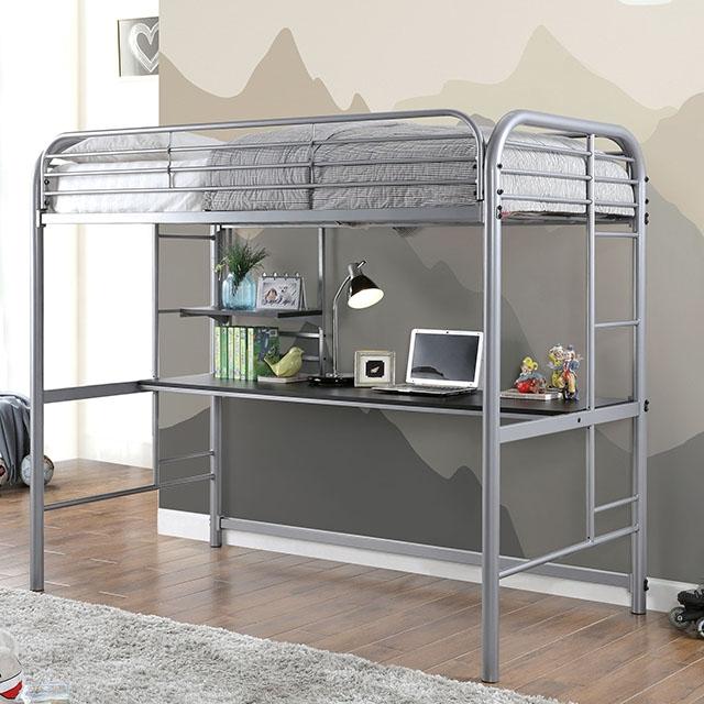 Opal Iii Black & Silver Twin Loft Bed - Eclectic 79 Furniture Store