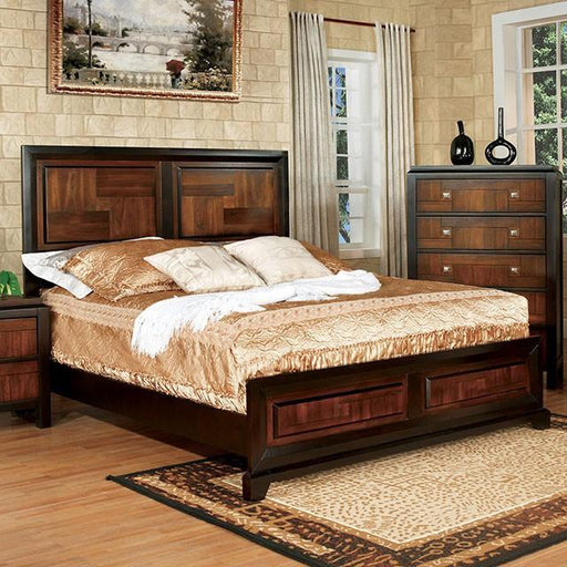Patra Acacia/Walnut Queen Bed - Eclectic 79 Furniture Store