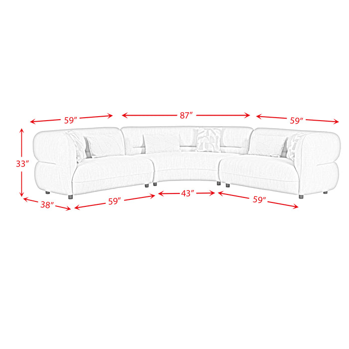 Four Seasons Sectional Set in Woolen Camel with 6 Pillows