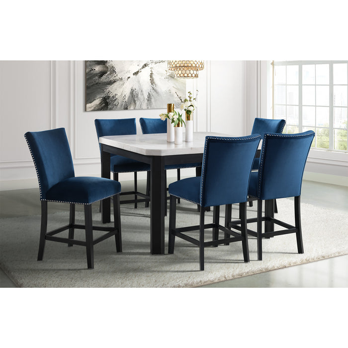 Francesca Counter Dining Blue Counter Velvet Side Chair (2 Per Pack)
