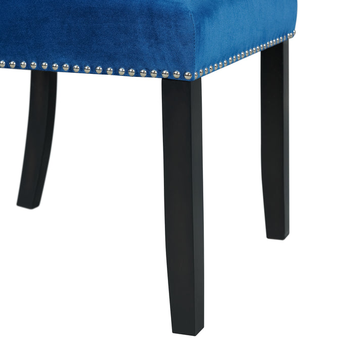Francesca Rectangular Dining Blue Velvet Side Chair (2 Per Pack) - Eclectic 79 Furniture Store