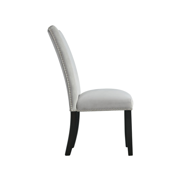 Francesca Rectangular Dining Grey Velvet Side Chair W/ Nailhead Trim (2 Per Pack)