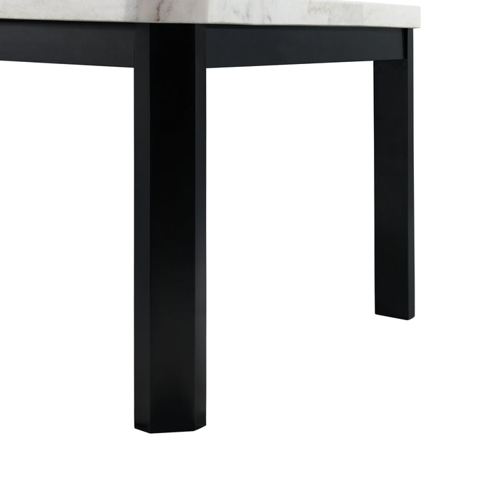 Francesca White Marble Rectangular 5PC Dining Set-Table & Four Grey Velvet Chairs