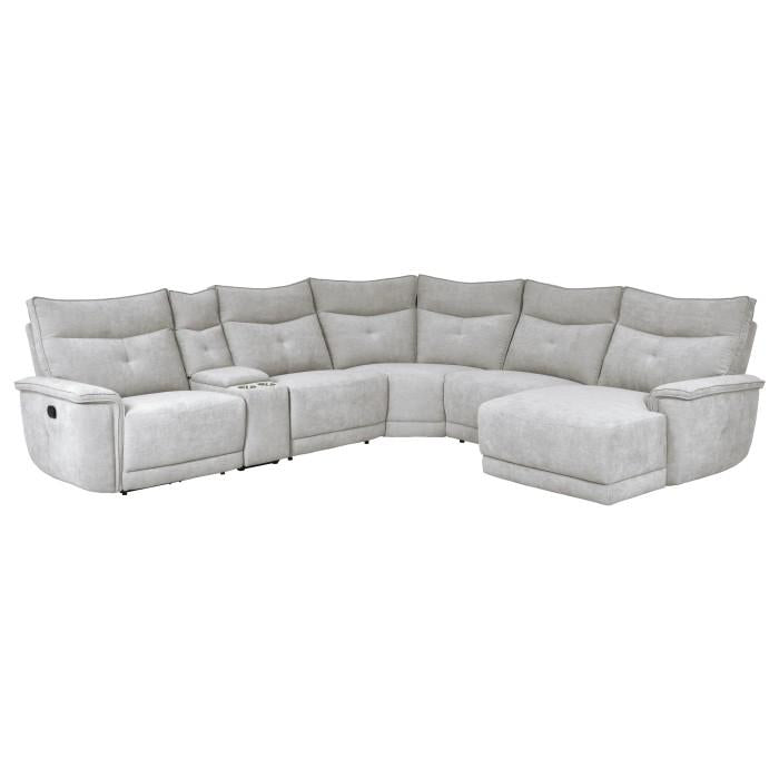 Tesoro 6pc Sectional w/ Right Chaise in Mist Gray