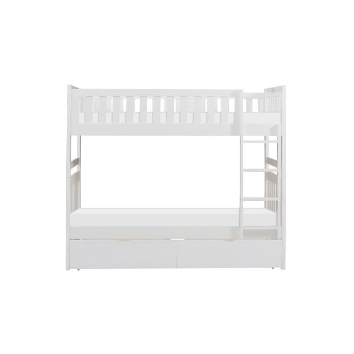 Galen Twin/Twin Bunk Bed w/ Storage Boxes in White B2053W-1*T