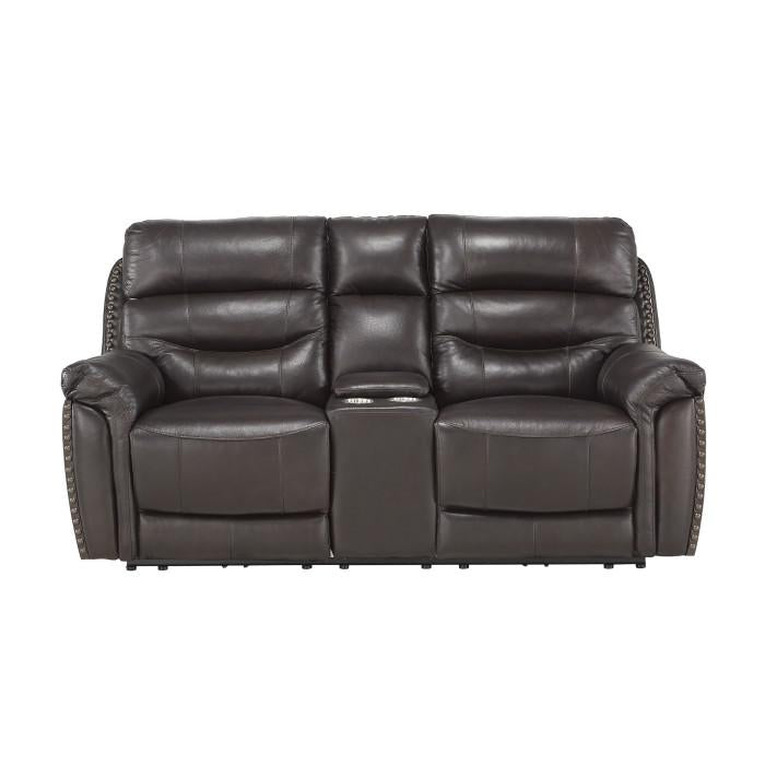 Lance Power Double Reclining Loveseat with Power Headrests in Brown