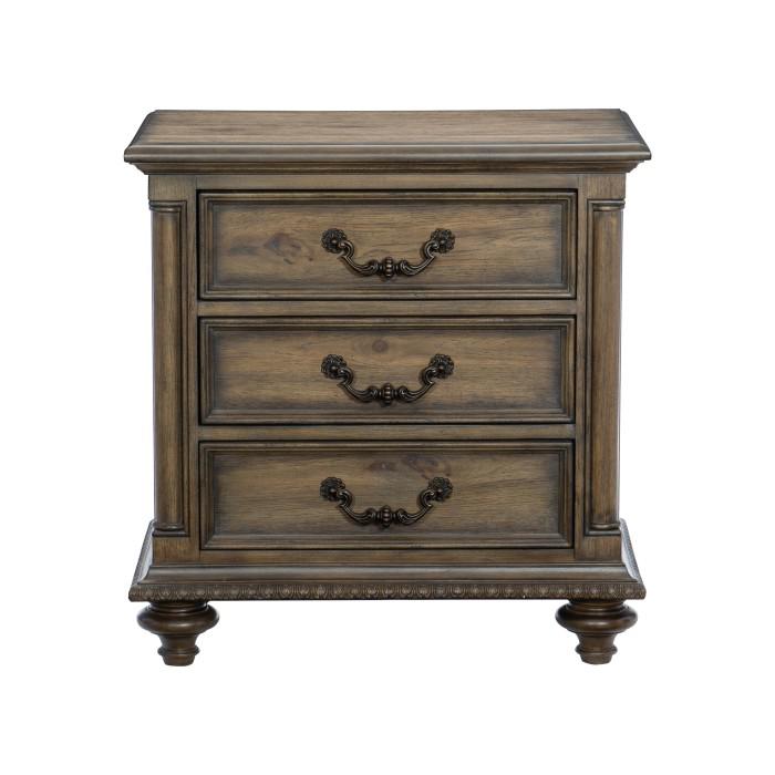 Rachelle 3 Drawer Nightstand in Weathered Pecan 1693-4