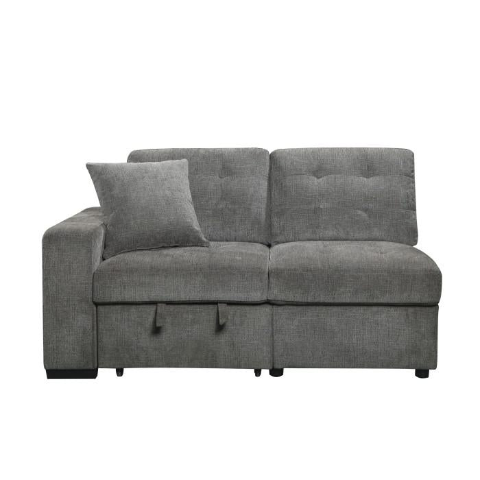 Logansport Left Side 2-Seater with Pull-out Ottoman and 1 Pillow in Gray 9401GRY-2L