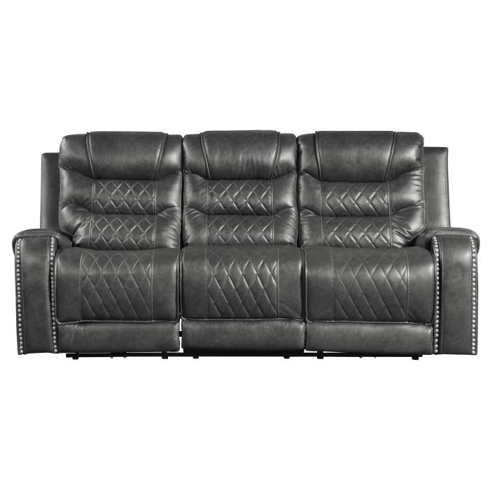 Putnam Double Reclining Sofa with Drop-Down in Gray 9405GY-3