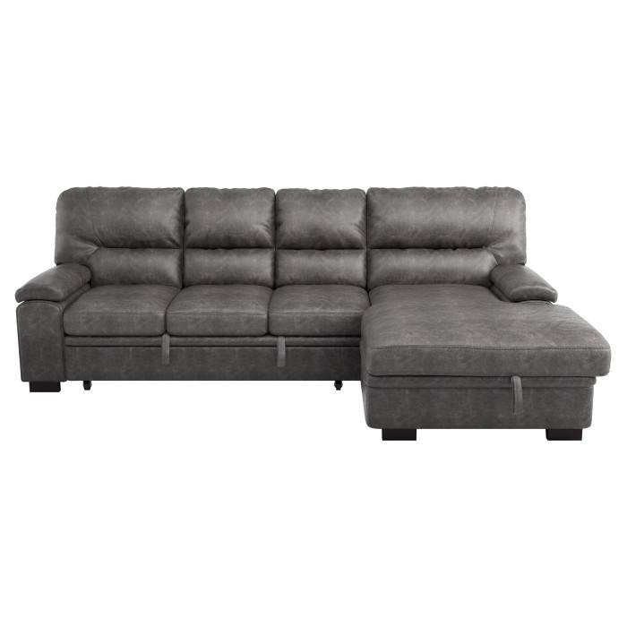 Michigan Sectional with Pull Out Bed and Right Chaise in Dark Gray