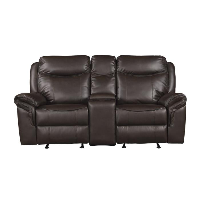 Aram Double Glider Reclining Loveseat in Brown 8206BRW-2