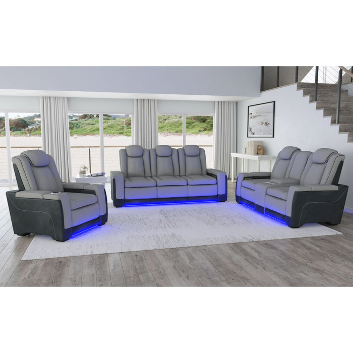 Lantana Power Motion Sofa with Power Headrest, Led, DDT, reading light and PWS in Rocky Cement/Charcoal - Eclectic 79 Furniture Store