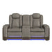 Lantana Power Motion Loveseat with Power Headrest, Led, and Console in Rocky Grey/Brown - Eclectic 79 Furniture Store
