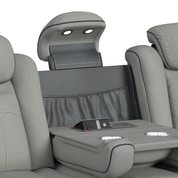 Lantana 3PC Living Room Set in Rocky Cement/Charcoal-Sofa, Loveseat & Recliner - Eclectic 79 Furniture Store