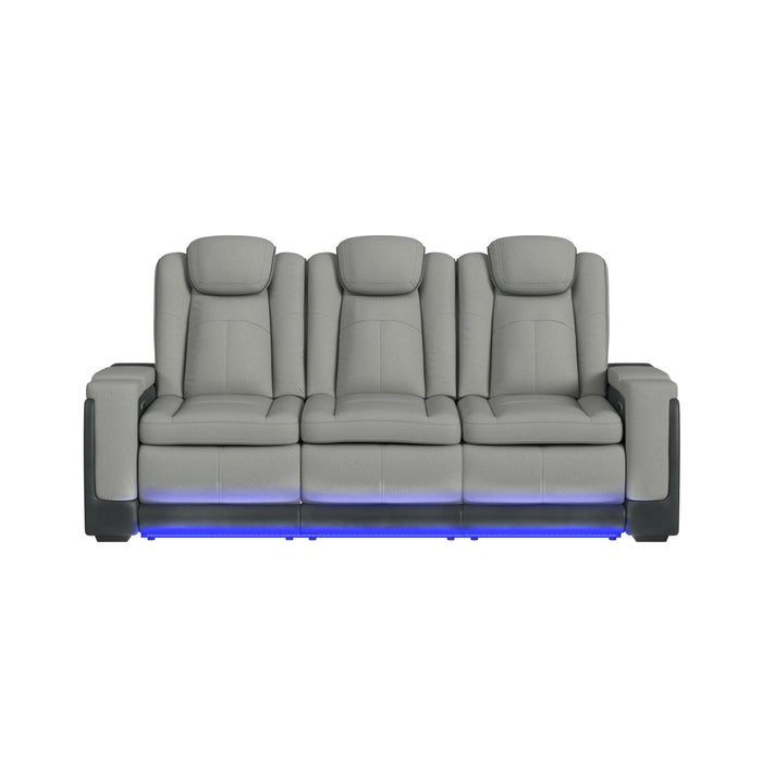 Lantana Power Motion Sofa with Power Headrest, Led, DDT, reading light and PWS in Rocky Cement/Charcoal - Eclectic 79 Furniture Store