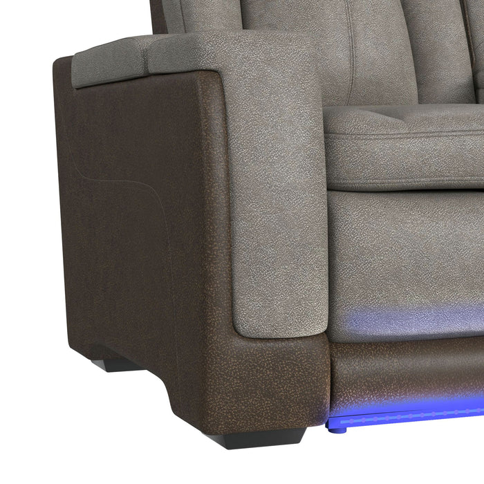 Lantana Power Motion Sofa with Power Headrest, Led, DDT, reading light and PWS in Rocky Grey/Brown - Eclectic 79 Furniture Store