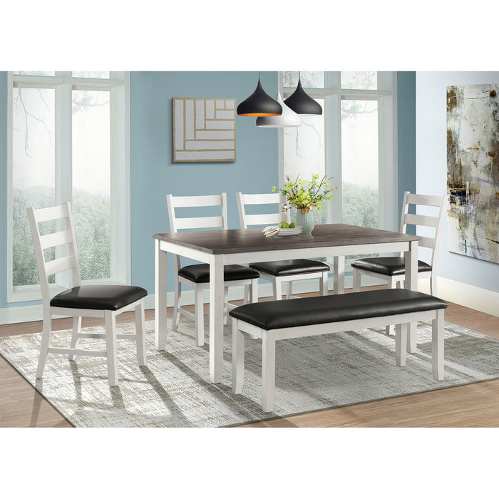 Martin 6 Pc Dining set (Table+ 4 + Bench) (Dark Brown Top - White Base) - Eclectic 79 Furniture Store