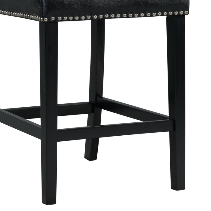 Francesca White Marble Square 5PC Counter Height Dining Set-Table & Four Black PU Chairs