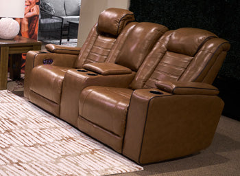 Gruaro Power Reclining Loveseat with Console - Eclectic 79 Furniture Store