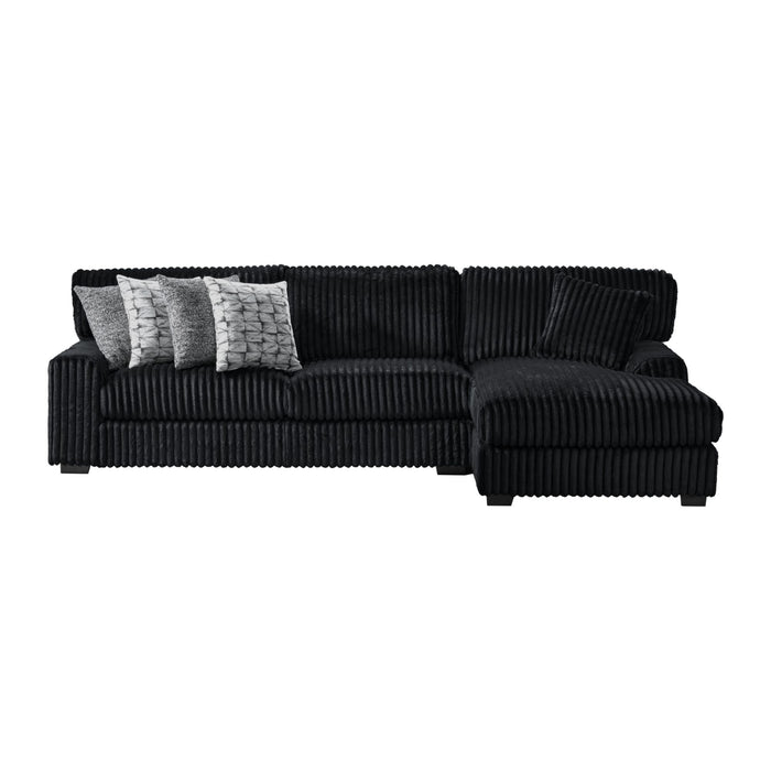 Nightfall LHF Loveseat in Grand Cord Black with 4 Pillows 20" (2 Winkin Walnut, 2 Nod Walnut)