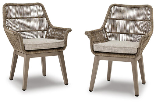 Beach Front Arm Chair with Cushion (Set of 2) - Eclectic 79 Furniture Store