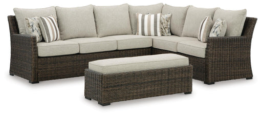 Brook Ranch Outdoor Sofa Sectional/Bench with Cushion (Set of 3) - Eclectic 79 Furniture Store