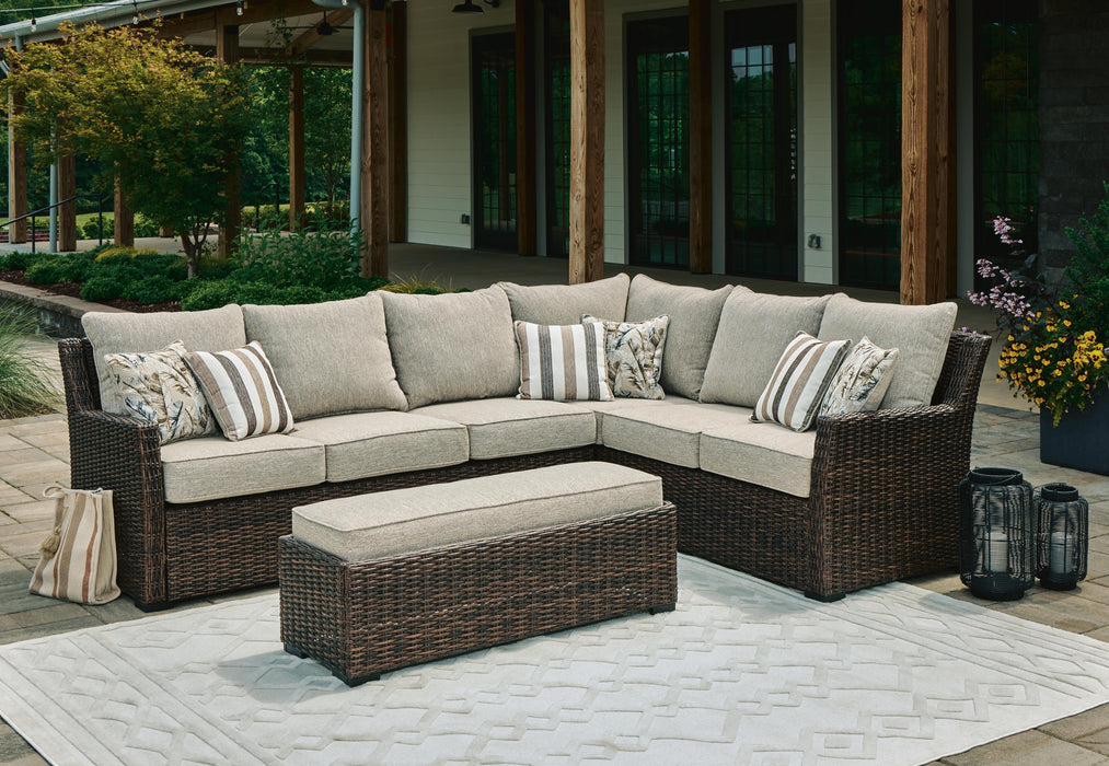 Brook Ranch Outdoor Sofa Sectional/Bench with Cushion (Set of 3) - Eclectic 79 Furniture Store