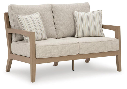 Hallow Creek Outdoor Loveseat with Cushion - Eclectic 79 Furniture Store
