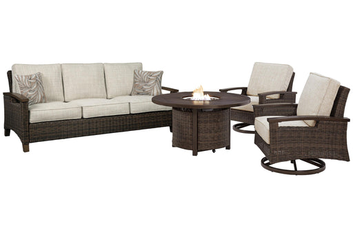 Paradise Trail Outdoor Sofa, Lounge Chairs and Fire Pit Table - Eclectic 79 Furniture Store