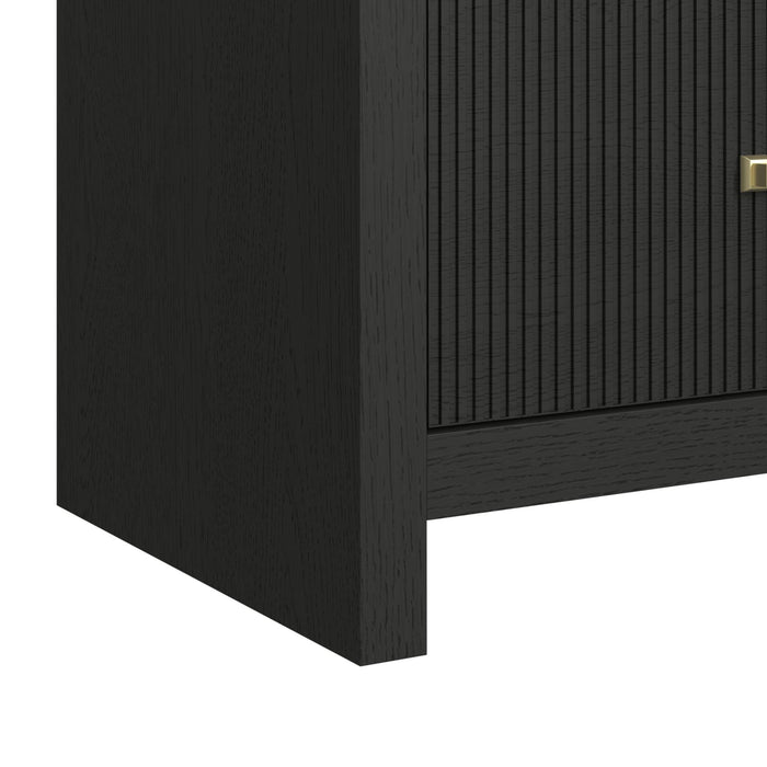 Ridgemont 2-Drawer Nightstand with USB in Black with Grain