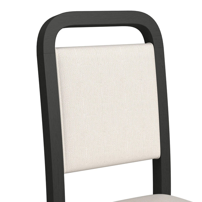 Ridgemont Standard Height Dining Set in Black with Grain-Table and Four Grey Fabric Chairs