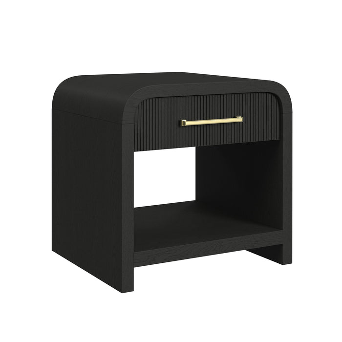 Ridgemont 3PC Occasional Table Set in Black with Grain-Coffee Table & Two End Table