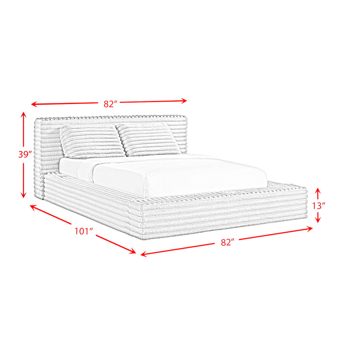 Rosebery UPH Bed with 2 Pillows in Light Grey Corduroy