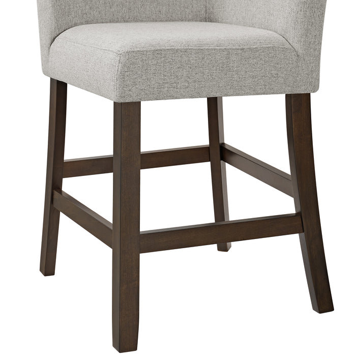 Seneca Counter 3PC Corner Bench with Grey Fabric in Brown