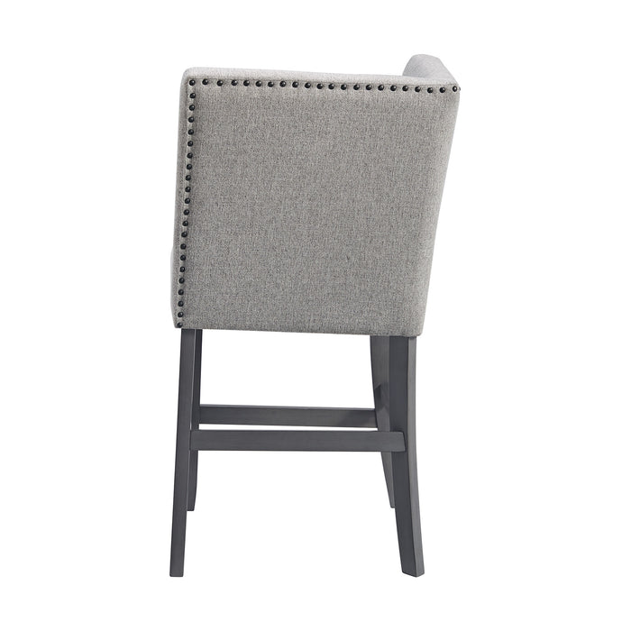 Seneca Counter Corner Bench with Upholstered Back and Grey Fabric