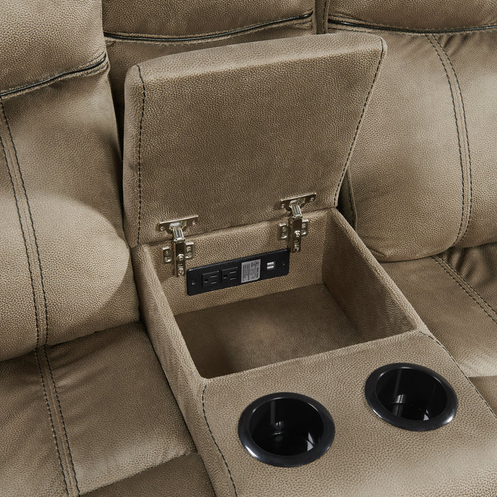 Sorrento Motion Loveseat with Console in T101 Brown
