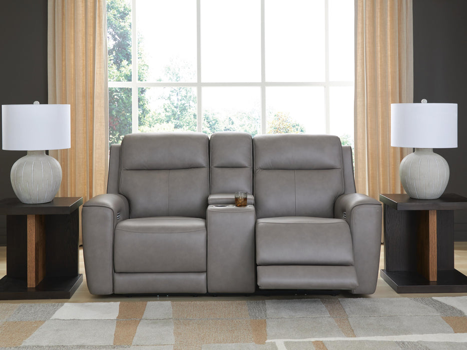5Z-Comfort Power Reclining Loveseat with Console - Eclectic 79 Furniture Store