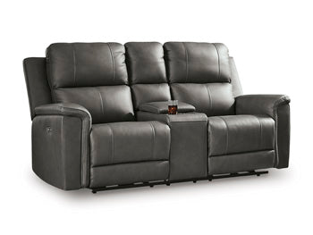 Bleckley Power Reclining Loveseat with Console - Eclectic 79 Furniture Store