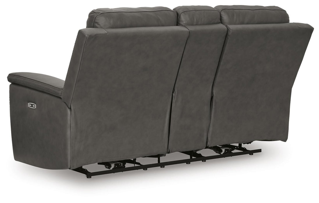 Bleckley Power Reclining Loveseat with Console - Eclectic 79 Furniture Store