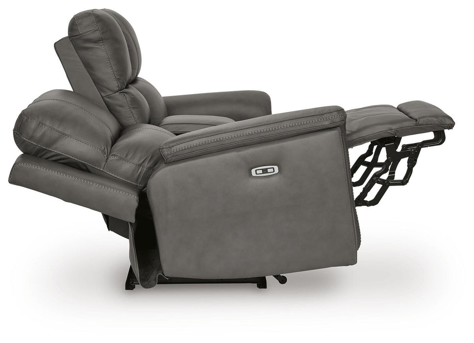 Bleckley Power Reclining Loveseat with Console - Eclectic 79 Furniture Store