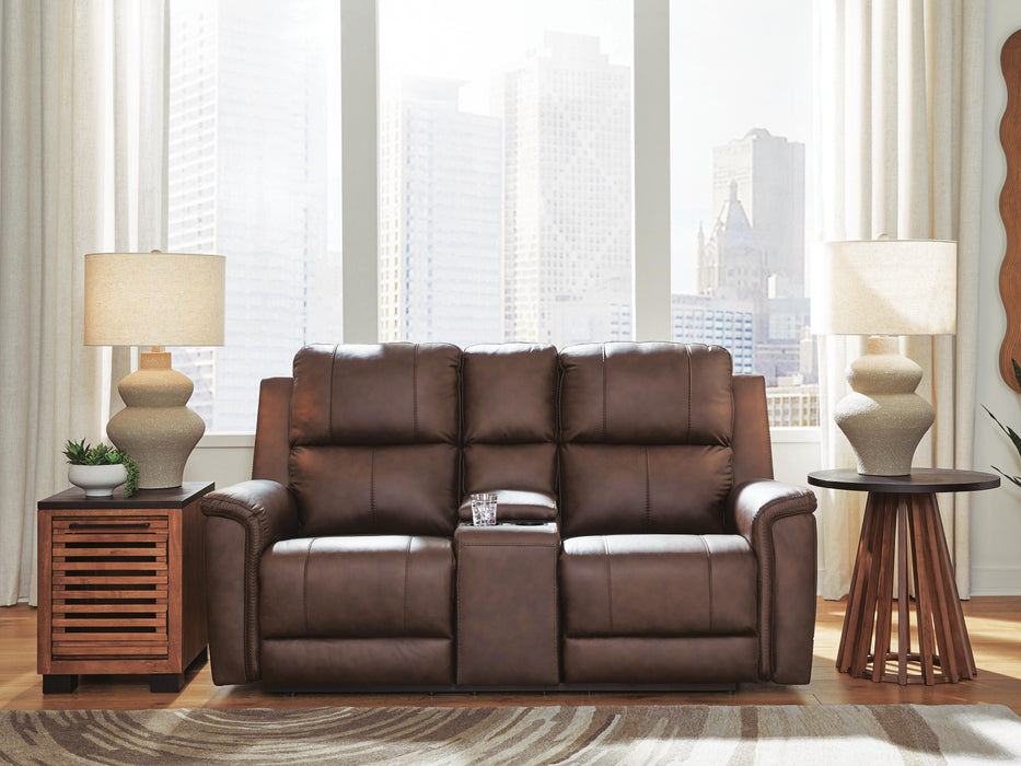 Bleckley Power Reclining Loveseat with Console - Eclectic 79 Furniture Store