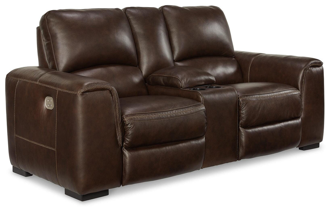 Alessandro Power Reclining Loveseat with Console - Eclectic 79 Furniture Store